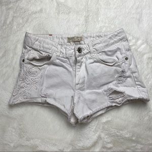 Zara Kids Girls White Embroider Summer Shorts